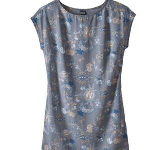 NWT Patagonia Lake Dress Sz XS Village Byrd Hex Grey 100% Tencel